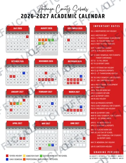 Autauga County Schools 2026-27 calendar