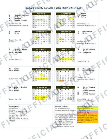 DeKalb County AL Schools 2026-27 calendar