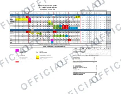 NORTH LITTLE ROCK SCHOOL DISTRICT 2026-27 calendar