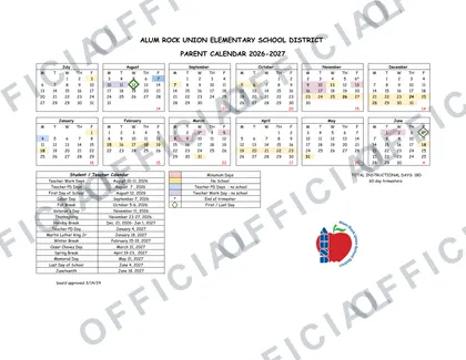 Alum Rock Union Elementary School District 2026-27 calendar