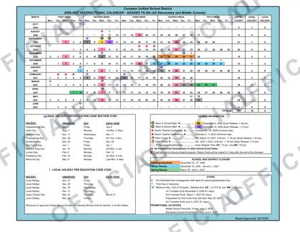 Covina-Valley CVUSD Unified School District 2026-27 calendar