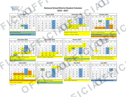 National School District 2026-27 calendar