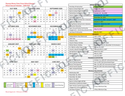 Panama-Buena Vista Union School District USD 2026-27 calendar