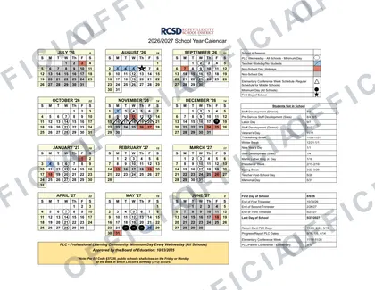 Roseville City School District 2026-27 calendar