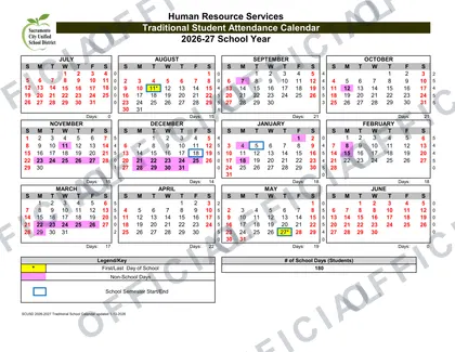 Sacramento City Unified School District 2026-27 calendar
