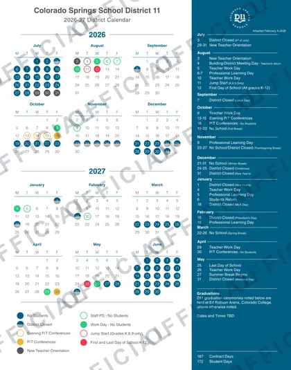 Colorado Springs District 11 2026-27 calendar