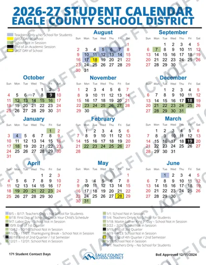 Eagle County School District 2026-27 calendar