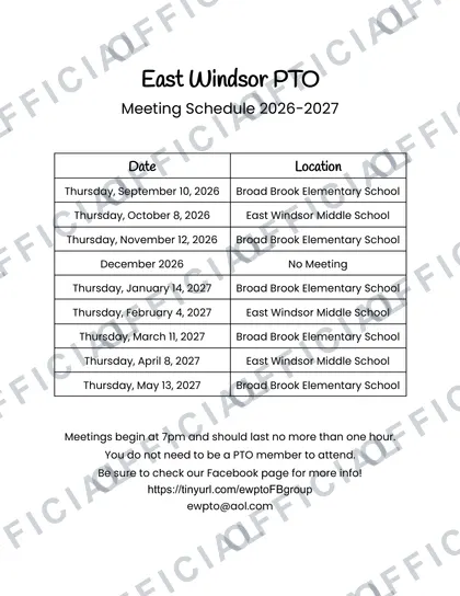 East Windsor Public Schools 2026-27 calendar