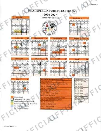 PLAINFIELD PUBLIC SCHOOLS 2026-27 calendar