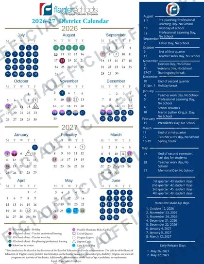 Flagler County Schools 2026-27 calendar