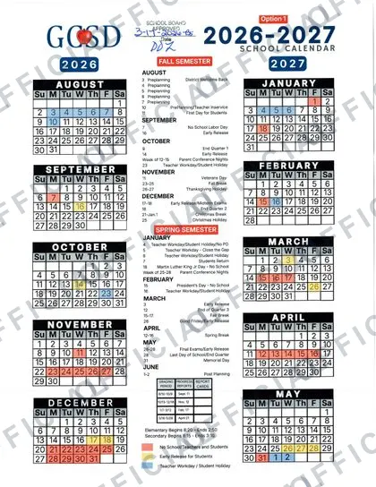 Gilchrist County School District: GCSD 2026-27 calendar