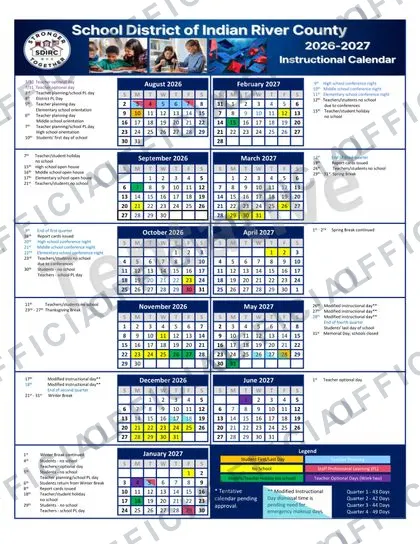 Manatee County School fl District 26 27 2026-27 calendar