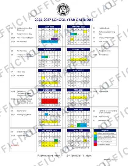 Marietta City Schools 2026-27 calendar