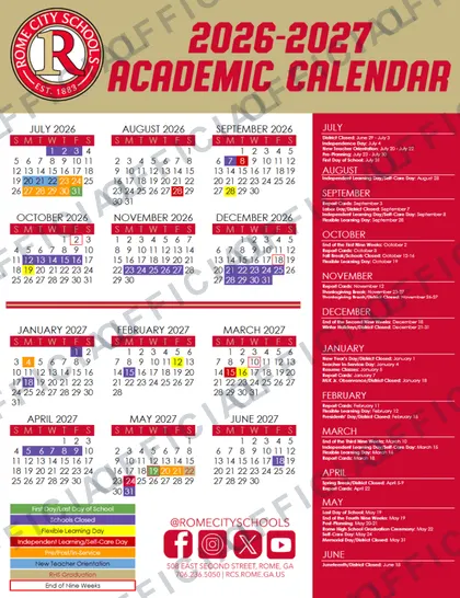 Rome City Schools 2026-27 calendar