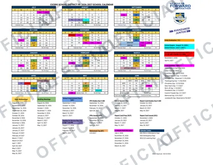 Cicero School District 99 2026-27 calendar