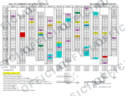 COAL CITY COMMUNITY UNIT SCHOOL DISTRICT #1 2026-27 calendar