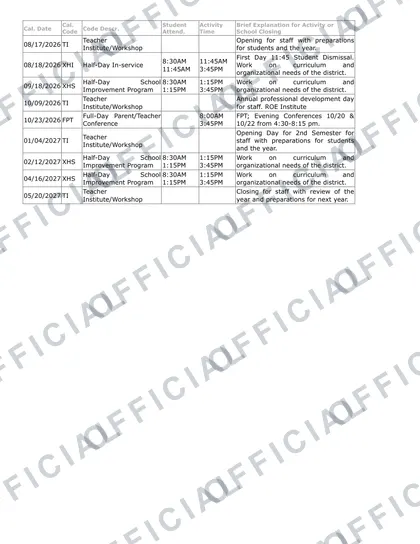 Teutopolis CUSD 50 2026-27 calendar