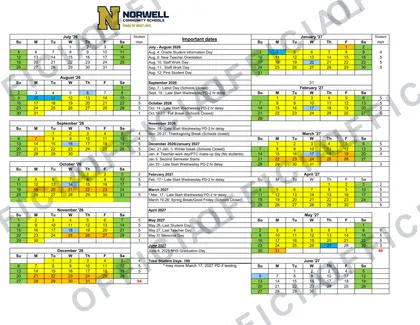 Norwell Community Schools 2026-27 calendar