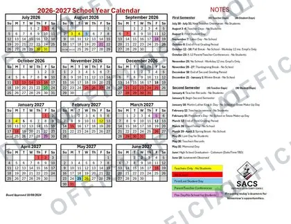 Southwest Allen County Schools 2026-27 calendar