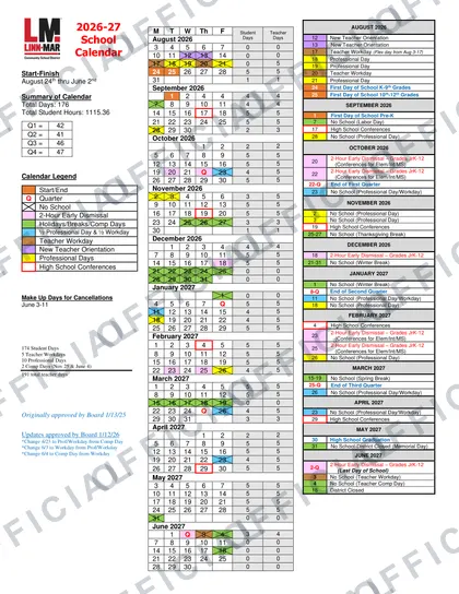 Linn-Mar Community School District 2026-27 calendar