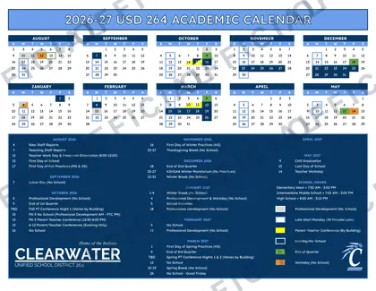 Clearwater Unified School District 264 2026-27 calendar