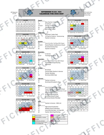 RIVERSIDE U.S.D. #114 2026-27 calendar