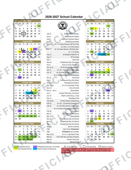 Turner USD 202 2026-27 calendar