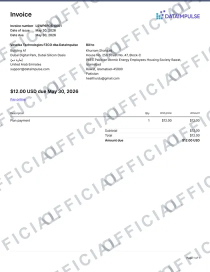 Veselka Technologies FZCO dba DataImpulse 2026 2026-27 calendar