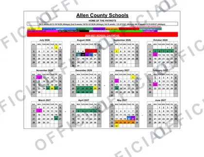Allen County Schools 2026-27 calendar