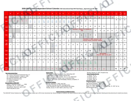 Corbin Independent School District isd 2026-27 calendar