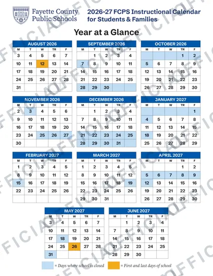 Fayette County Public Schools 2026-27 calendar