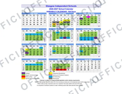Glasgow Independent Schools 2026-27 calendar
