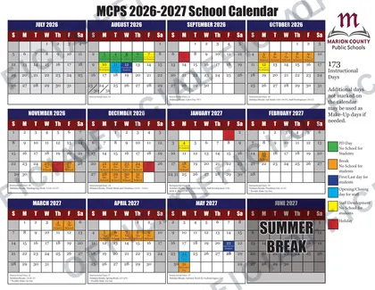 Marion County Public Schools 2026-27 calendar