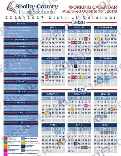 Shelby County Public Schools 2026-27 calendar