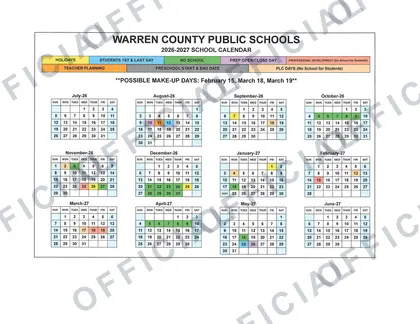 Warren County Public Schools 2026-27 calendar