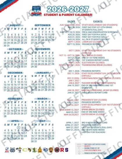 LINCOLN PARISH SCHOOLS 2026-27 calendar