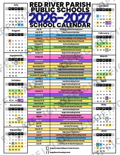 RED RIVER PARISH PUBLIC SCHOOLS 2026-27 calendar