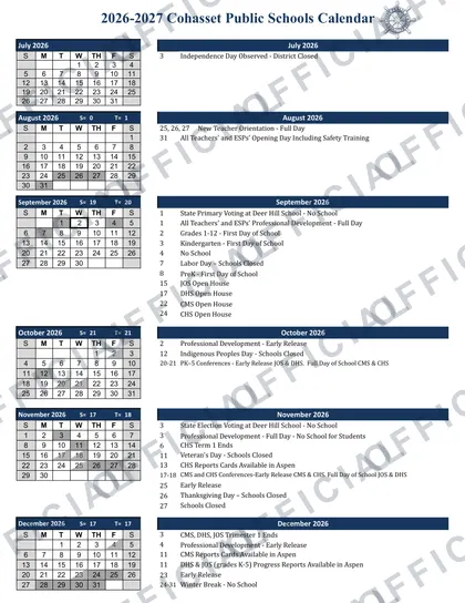 Easthampton Public Schools 2026-27 calendar