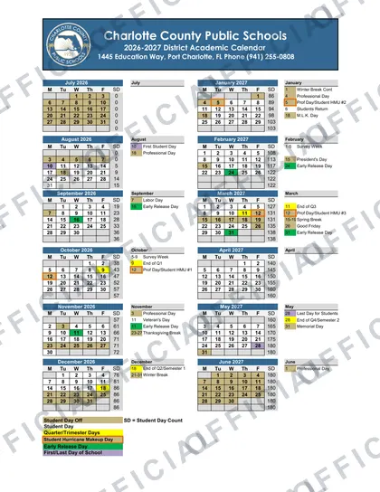 Charlotte County Public Schools 2026-27 calendar