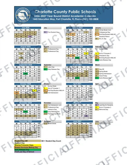 Charlotte County Public Schools 2026-27 calendar