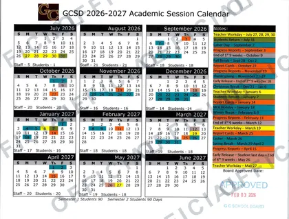 GCSD George County Schools 2026-27 calendar
