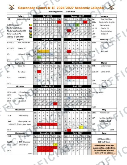 Center 58 School 2026-27 calendar