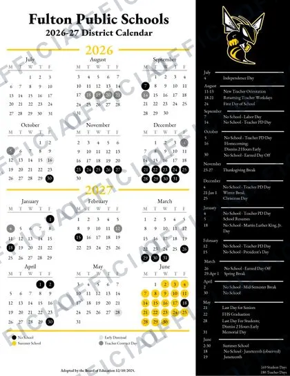 Fulton Public Schools 2026-27 calendar
