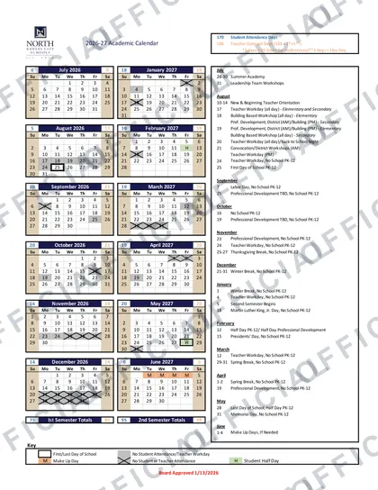 North Kansas City Schools 2026-27 calendar