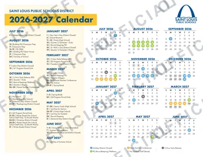 Saint Louis Public Schools 2026-27 calendar