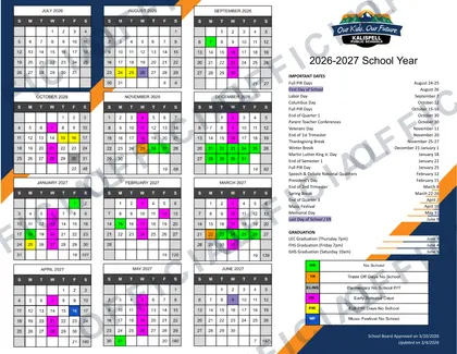 Kalispell Public Schools 2026-27 calendar