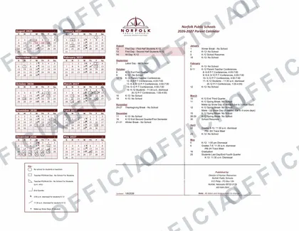 Norris School District 2026-27 calendar