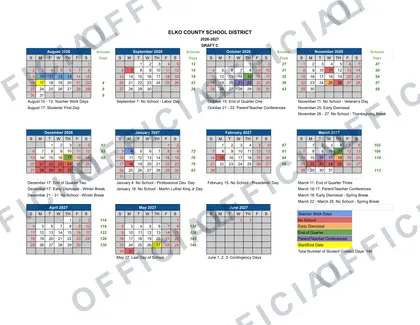 ELKO COUNTY SCHOOL DISTRICT 2026-27 calendar