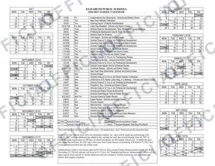 ELIZABETH PUBLIC SCHOOLS 2026-27 calendar