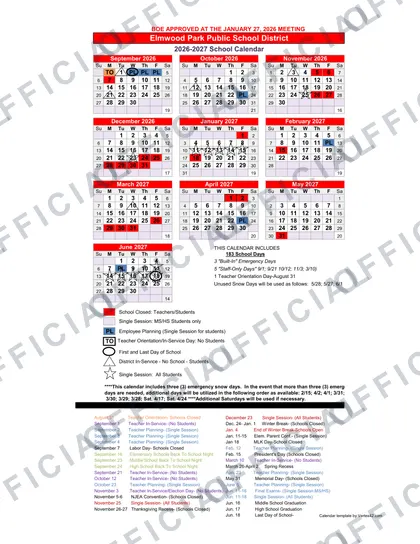 Englewood Public Schools 2026-27 calendar